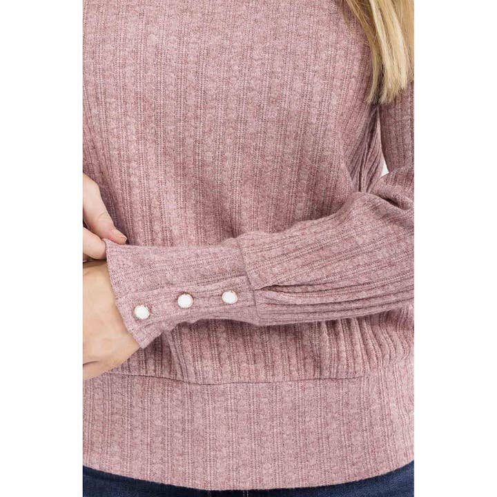 Perseption - Venta al por mayor Jersey de punto - Mujer - SUDADERA CON CUELLO SIMULADO Y BOTONES DE PERLA3