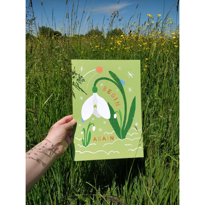 Lucy Scott Illustration - Wholesale Art Print - Begin Again Print, Mindful Illustrated Self Care Wall Art3