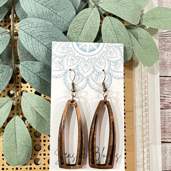 Boho maple wood hand painted lightweight maple wood earring for wholesale by Seasideblooms