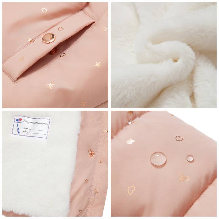 Rokka & Rolla - Wholesale Puffer Jacket - Kids - Toddler Girls' Starlight Winter Coat Mini Fur Jacket14