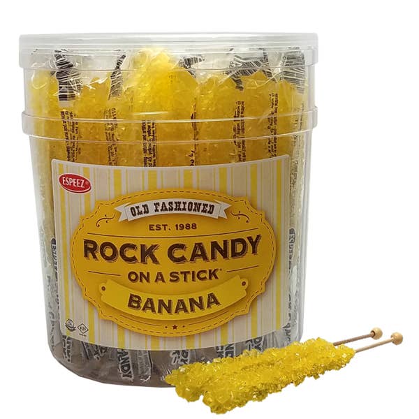 I Got Your Candy – Engroshandel Bolcher – Espeez Rock Candy Sticks Gul Banankrukke 0,8 oz - 36ct2