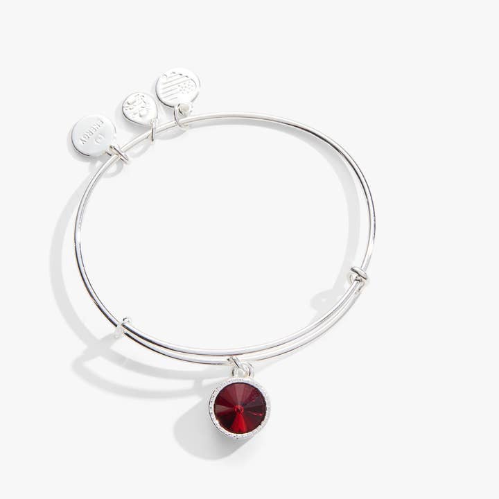 Bracelet Jonc avec Breloque Pierre de Naissance de Janvier, Écarlate pour la vente par Alex and Ani