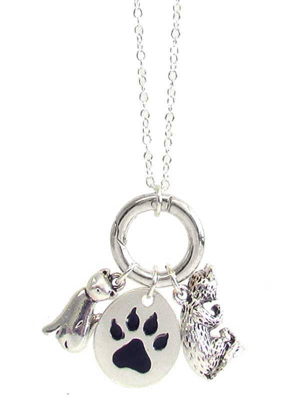 ( H525 ) PET LOVERS THEME CHARM PENDANT NECKLACE for wholesale by Jewelry Max