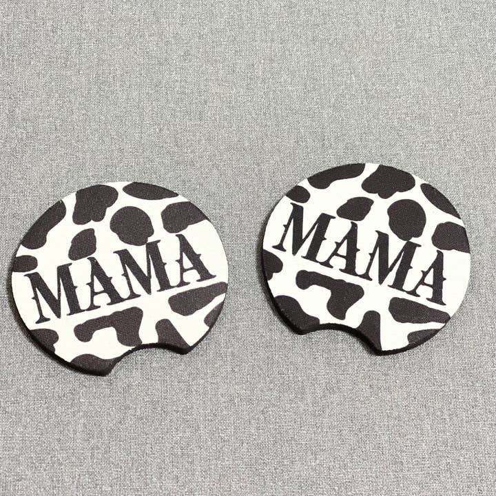 MAMA Cow Print Coasters for wholesale by Luna Girl Boutique