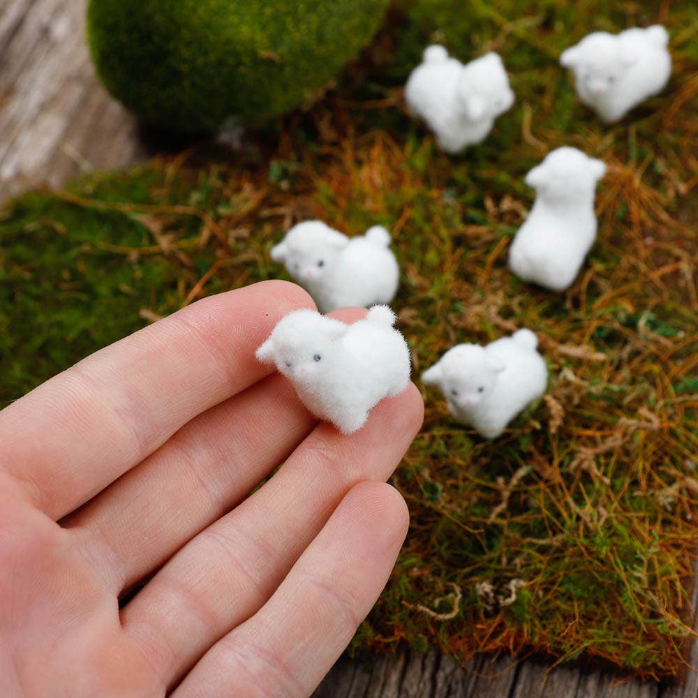 Factory Direct Craft - Wholesale Decorative Tabletop Object -  Flocked White Mini Baby Lamb Sheep (Bag of 6) 2