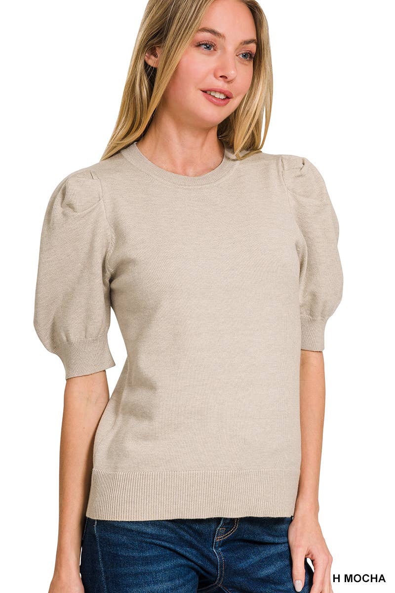 42POPS – Engroshandel Pullover - Dame – ,,.SI-25003 Viskosepufkortærmet Sweater1