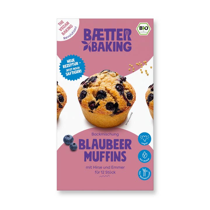 Blaubeer Muffins, vegan, 360g, Bio-Backmischung für den Großhandel von Baetter Baking