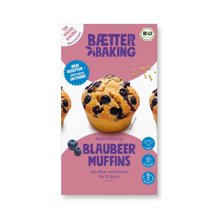 Blueberry muffins, vegan, 360g, organic cake mix for wholesale by Baetter Baking