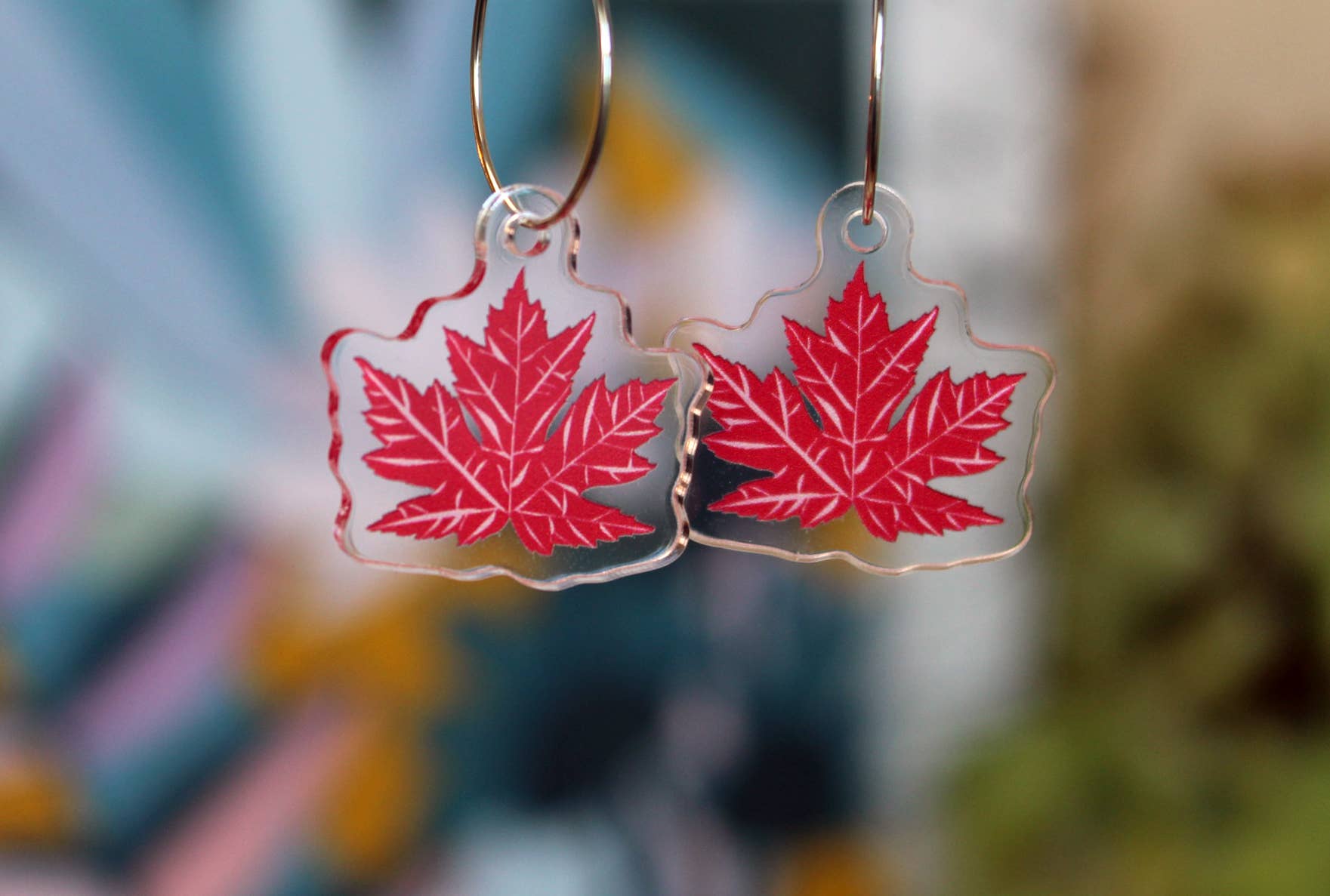 Paper Pattern Silk - Wholesale Dangle Earrings - Red Maple Leaf Earrings, Canadian Pride0