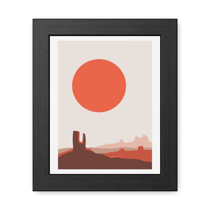 Desert Sun 3 - Desert Sunset Framed Poster - Minimalist Wall Art for Home Decor for wholesale by Donkey Laserbeam