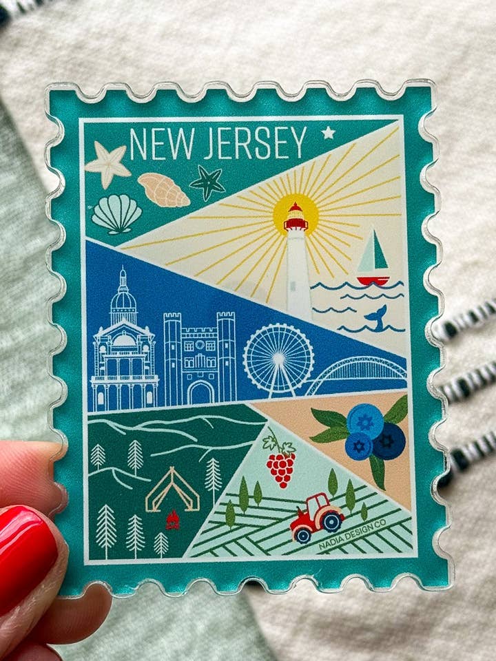 New Jersey Acrylic Stamp Magnet for wholesale by Nadia Design Co