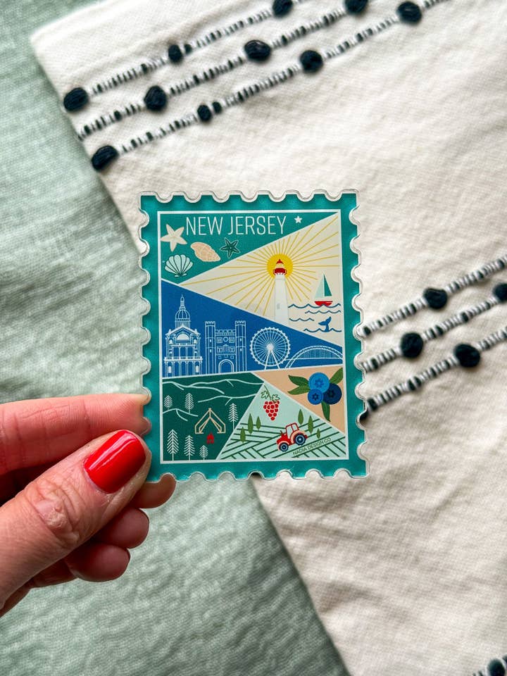 New Jersey Acrylic Stamp Magnet for wholesale by Nadia Design Co