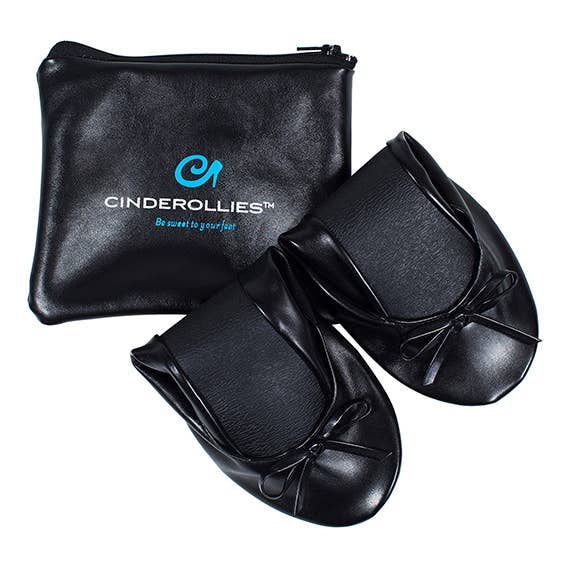 Cinderollies – Großhandel Flache Schuhe – Damen – Faltbare Ballerinas in Mitternachtsschwarz (Schwarz) für die Hochzeit