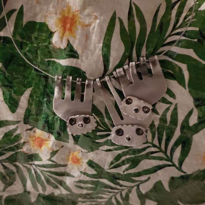 Gleamlety – Großhandel Kette mit Anhänger/Charm – Halskette Gabel Faultier Schmuck Besteck4