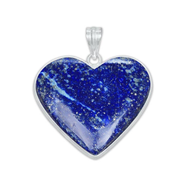 Handmade Jewels - Wholesale Individual charm/pendant - Lapis Lazuli Heart Pendants - Silver Plated, Mixed Sizes, Simple Works9