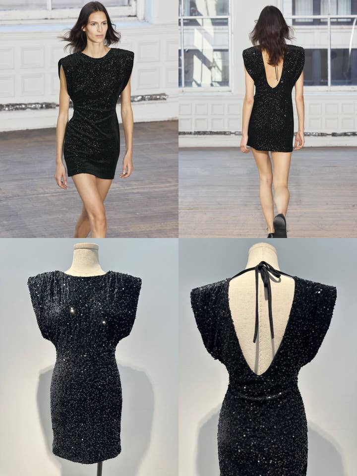 LORIANE - Wholesale Dress - Women's - 11245 Short velvet dress with sequins1