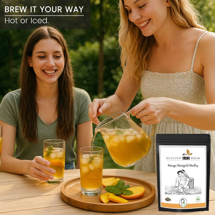 Blossom & Brew - Vente Thé en vrac - Mélange de thé vert-mangue et souci, mélange fruité et floral3