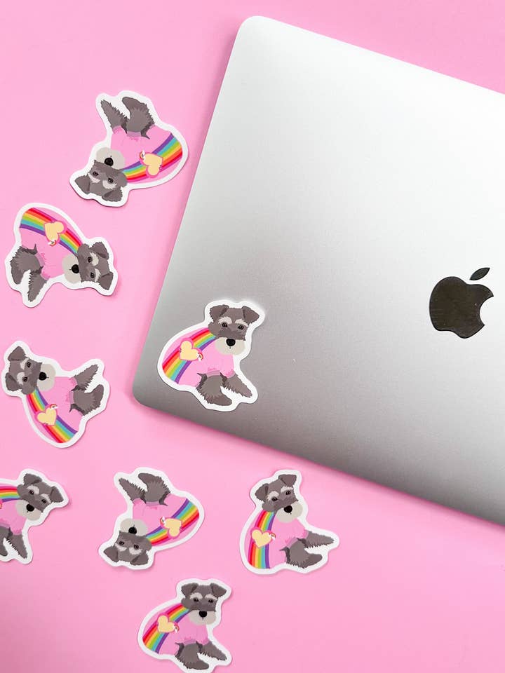 Miniature Schnauzer Pride Dog Sticker for wholesale by Rainbow Certified