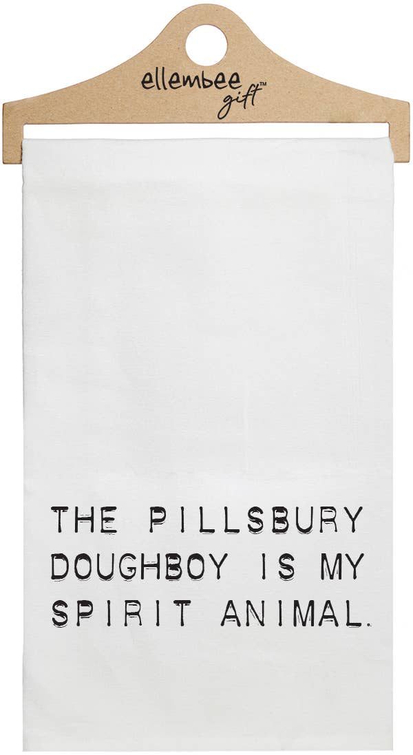 ellembee gift – wholesale Tea towel – White Pillsbury Doughboy is my Spirit Animal Kitchen Towels0