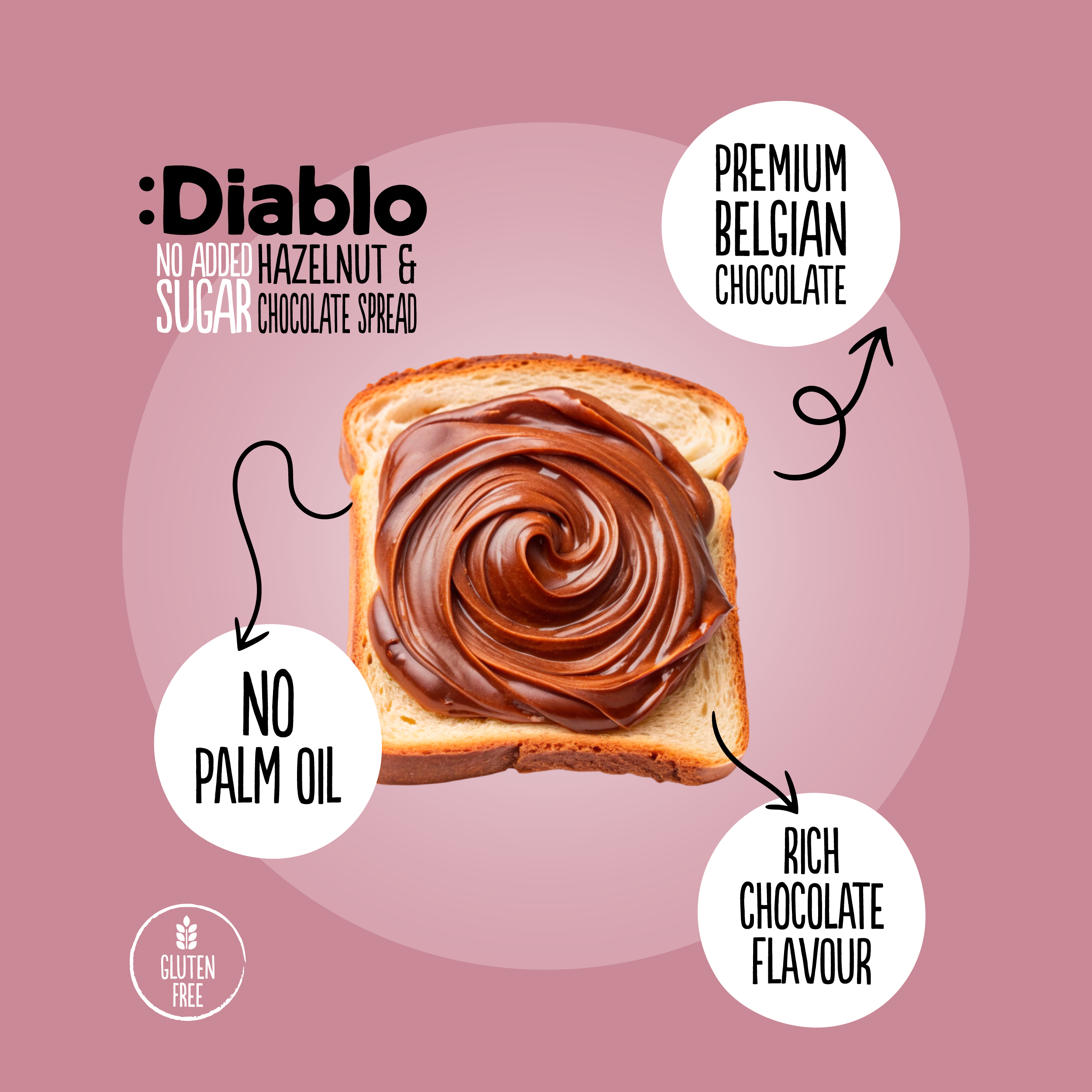 Diablo Sugar Free - Wholesale Nut butter - :Diablo Hazelnut Chocolate Spread 350g2