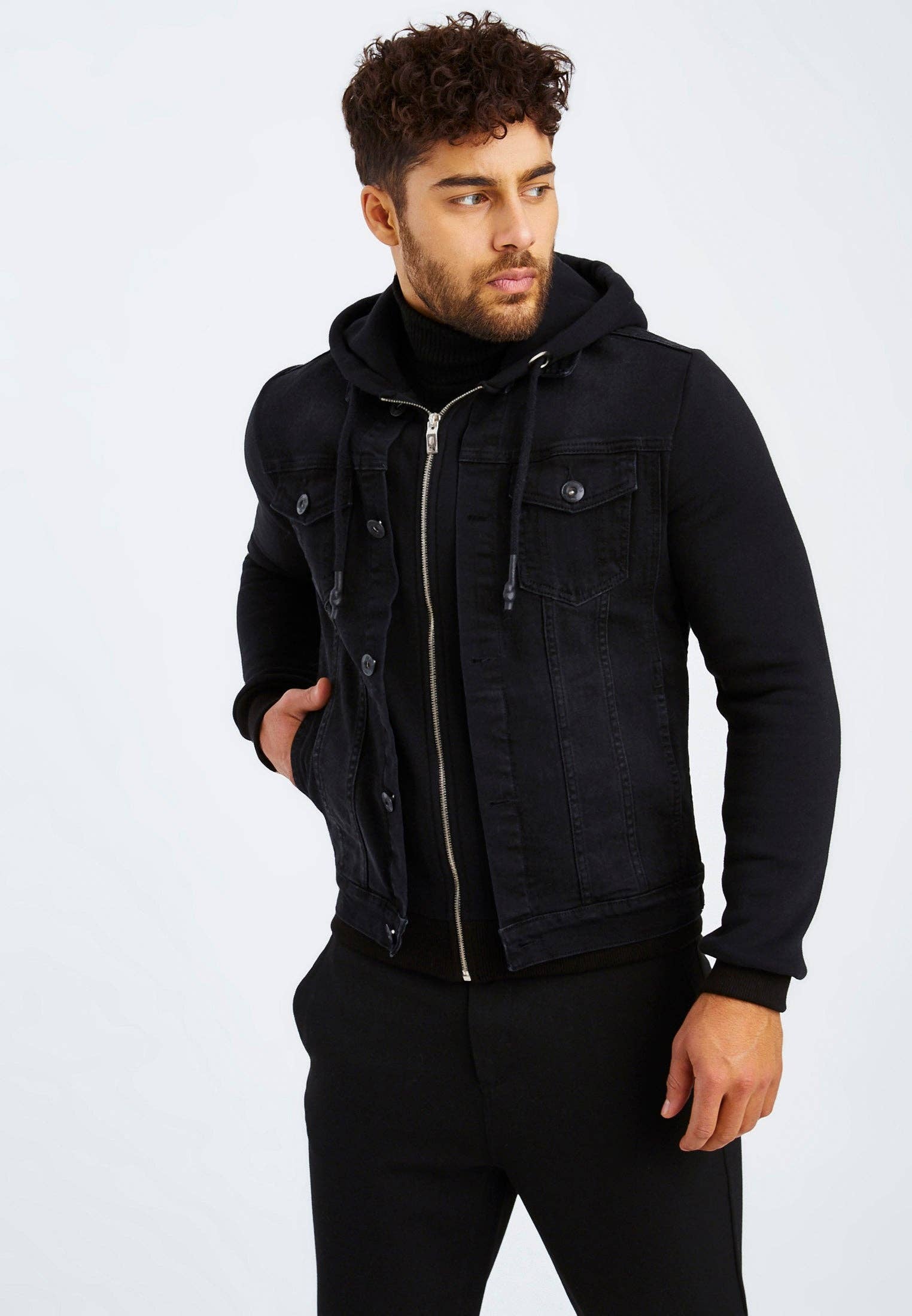 Leif Nelson GmbH - Wholesale Jacket - Men's - Men's Denim Jacket Hood LN-57575
