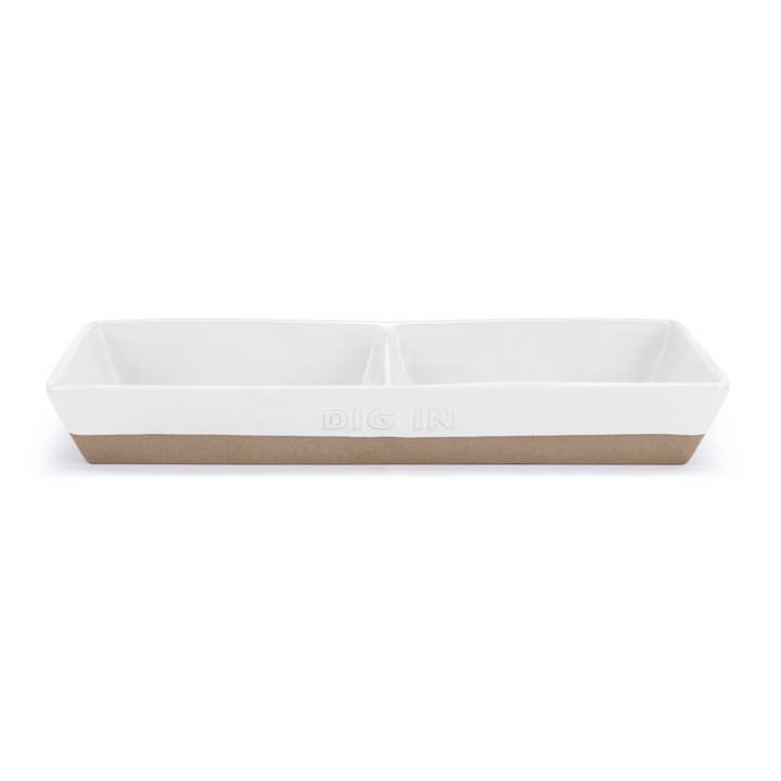 White This That Divided Dish for wholesale by DEMDACO