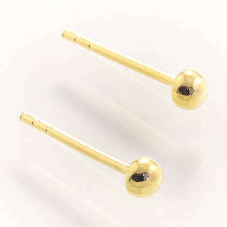 3 mm Gold Ball Button Earring for wholesale by El Expreso de Oriente