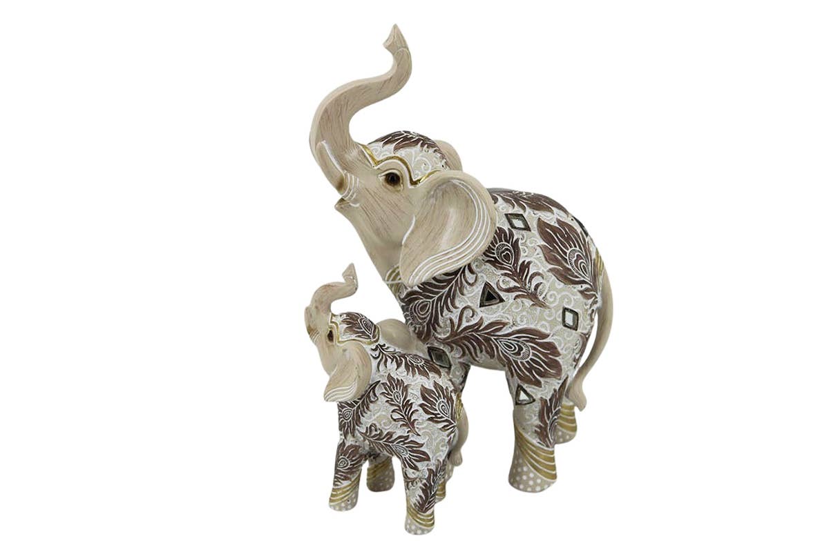 Socadis - Wholesale Decorative Figurine - DG3411 - Elephant with Raised Trunk and Its Baby
