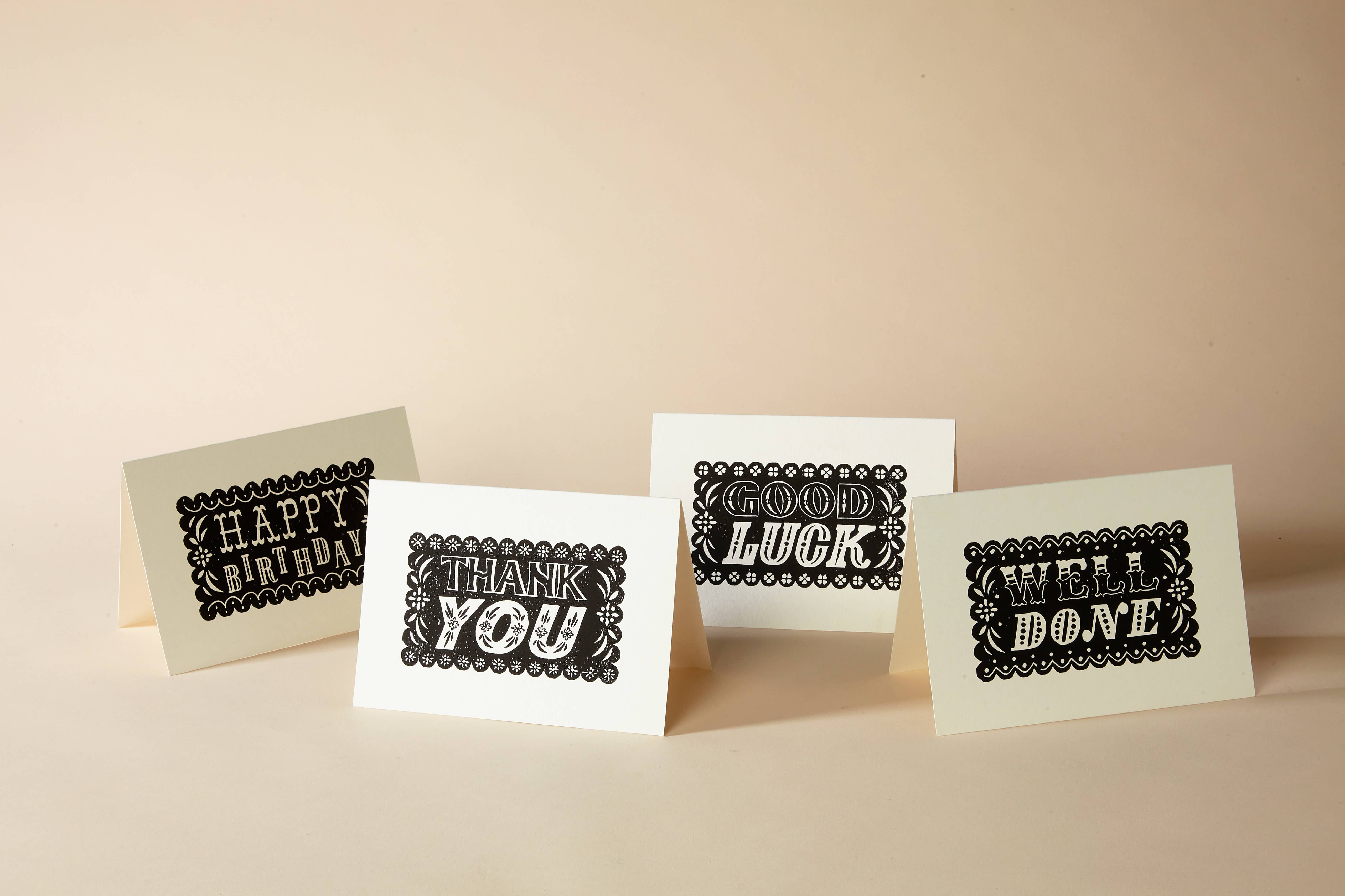 Pressed and Folded – wholesale Birthday card – HAPPY BIRTHDAY Linocut Greeting Card1