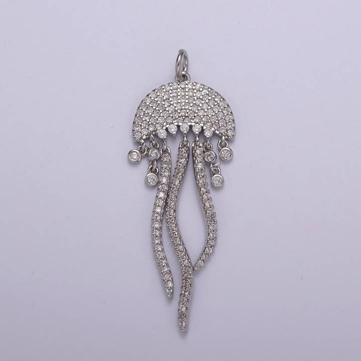 14K Gold Filled Jellyfish Charm Micro Pave Dangle Charm Ocean Lover Pendant Under The Sea Inspired Nautical, Beach Charms N-220 N-221 for wholesale on Faire3