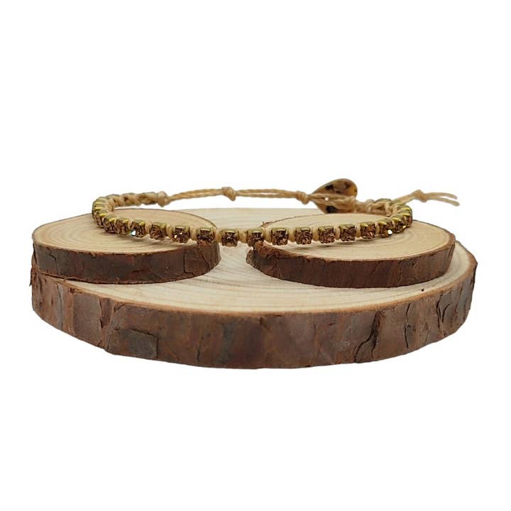 Bracelets à chaîne en cristal, petits, topaze fumée pour la vente par QUÉ MÁS JEWELS