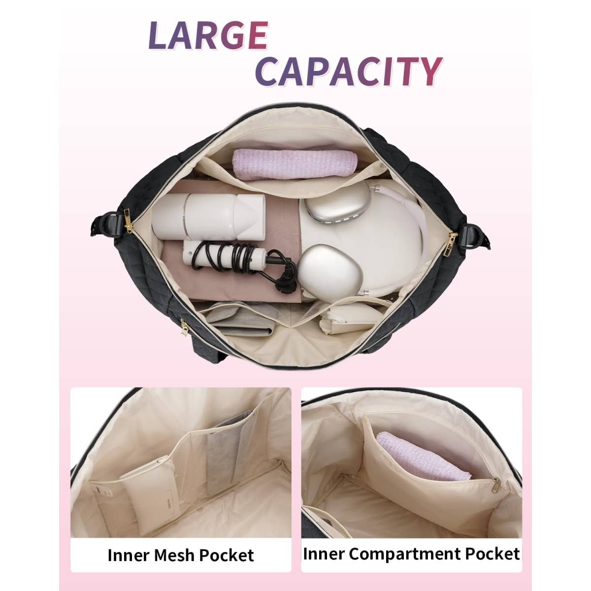 wandf – Großhandel Weekender-Tasche – Unisex – Gesteppte Schultertaschen Flugzeug Reisetasche Unter Sitz Tasche10