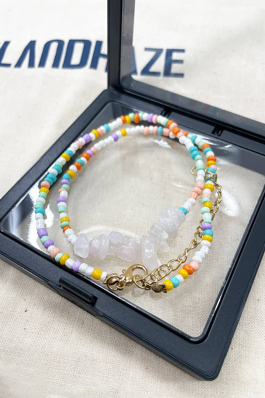 Islandhaze - Wholesale Beaded/Pearl Necklace - Rice  Beads with crystal stone necklace8