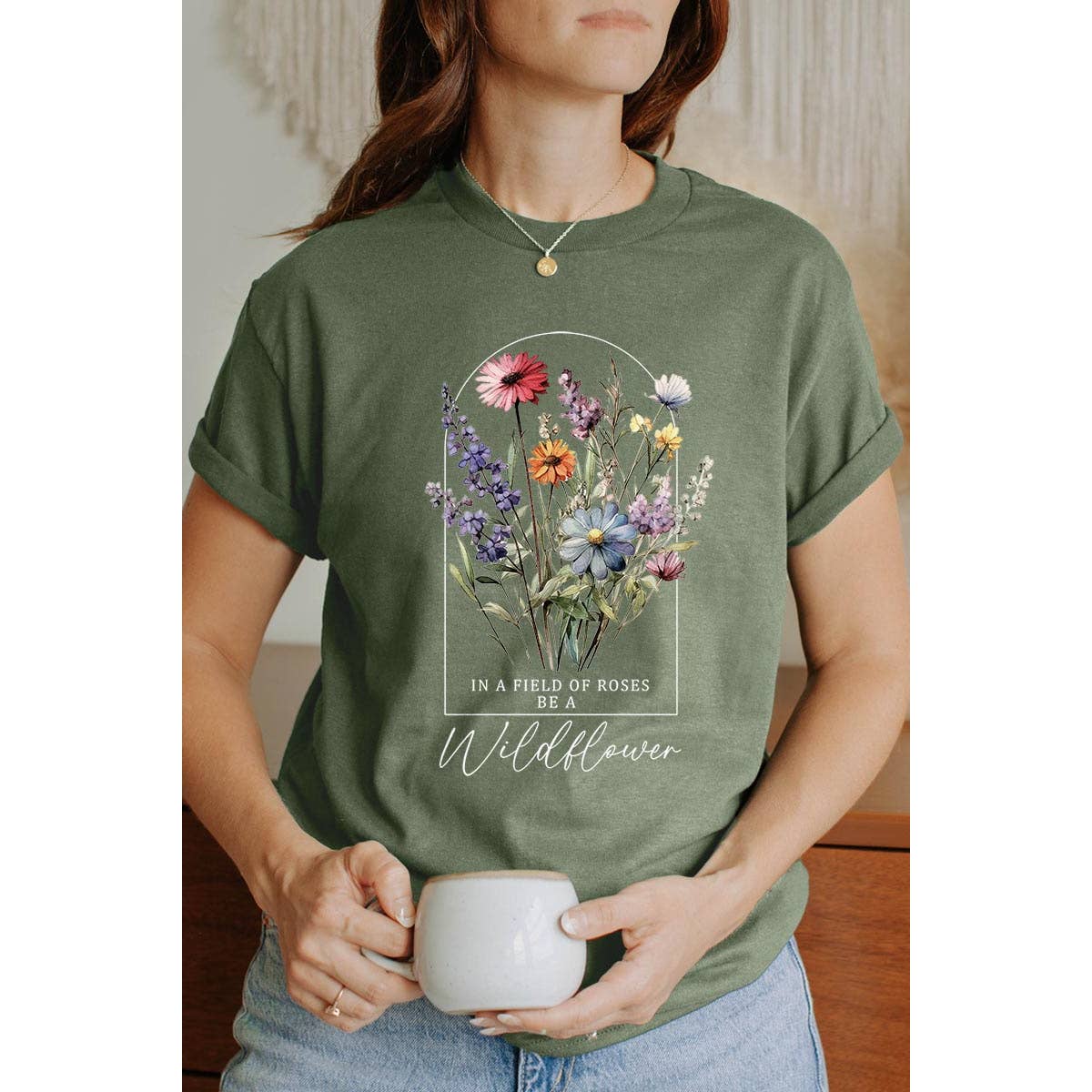 Wholesale Roses Floral Meadow Graphic Heavyweight T Shirts