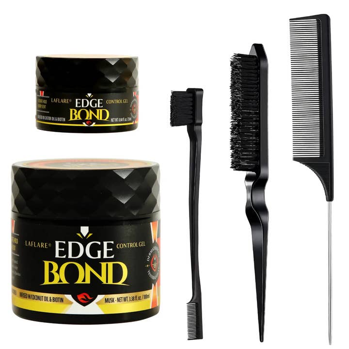Laflare - Wholesale Hair Styling Gel/Mousse - Edge Bond Control Gel Set with Comb Set for Hair Styling