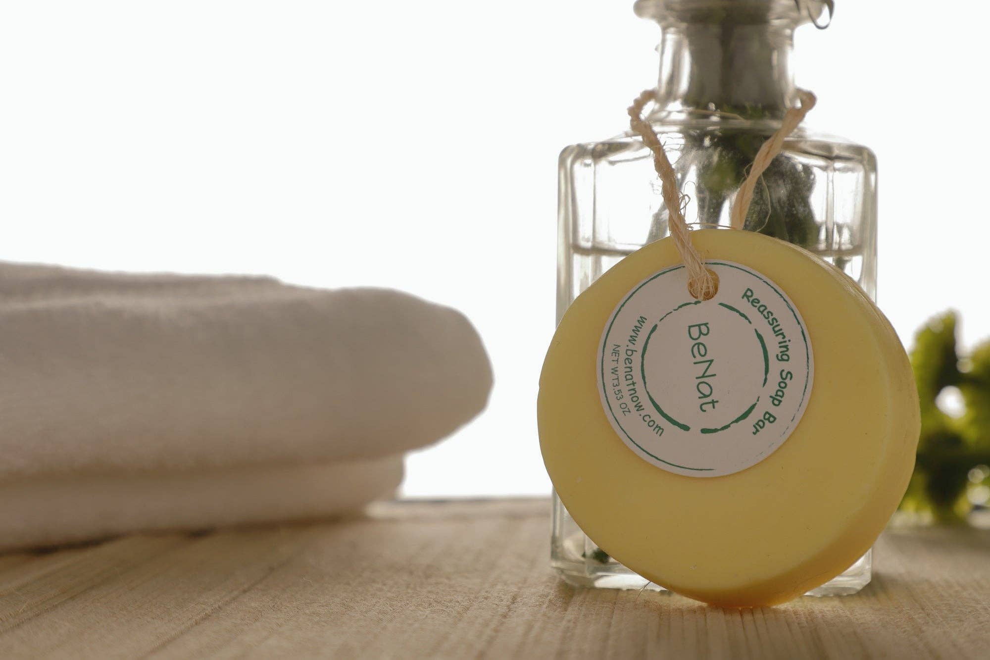 VIAI Beauty - Wholesale Bar Soap - BENAT Reassuring Soap Bar. Wheat, Olive, and Almond Oil.4