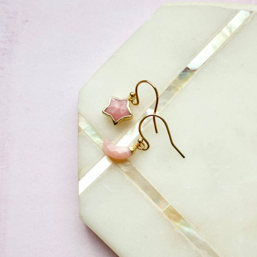 a.v. max - Wholesale Dangle Earrings - Mini Moon & Star Mismatched Earrings|many colors2