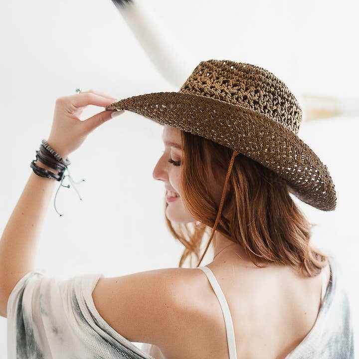 Leto Accessories - Wholesale Cowboy Hat - Women's - Stylish Bohemian Western Hat – Basketweave Cowboy 🏜️1