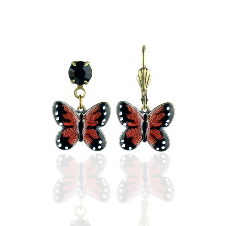 Halidae Monarch Butterfly Charm Earrings for wholesale by Anne Koplik Designs, Inc.
