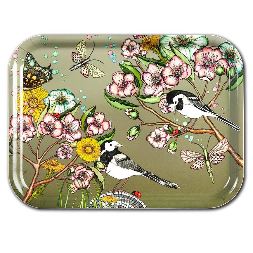 Nadja Wedin design - Wholesale Serving Tray - Tray 11x8” (27x20 cm) Wagtails Spring2