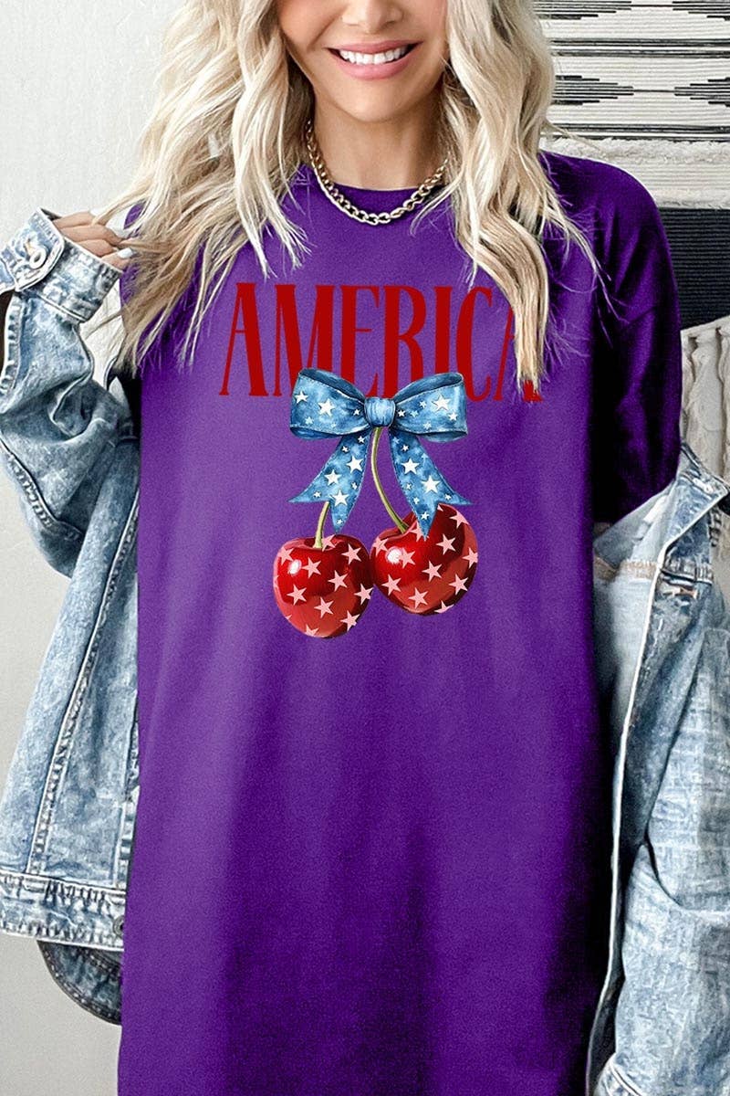 COLORBEAR - Wholesale T-Shirt (Graphic) - Women's - America Cherries Graphic Heavy Cotton Tee10