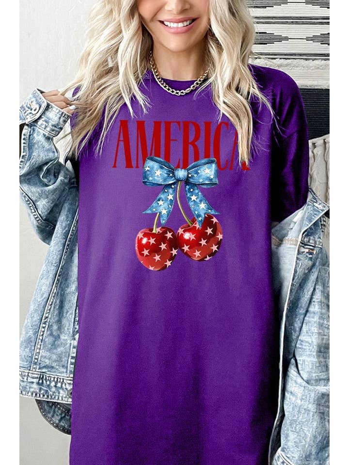 COLORBEAR - Wholesale T-Shirt (Graphic) - Women's - America Cherries Graphic Heavy Cotton Tee10