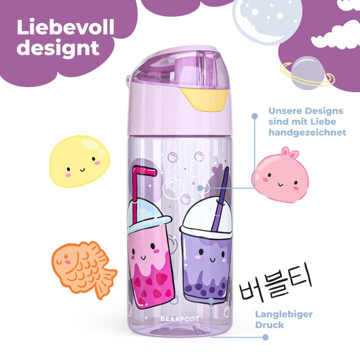 BEARFOOT - Wholesale Water Bottle - Children's water bottle, lightweight water bottle - purple sticker1