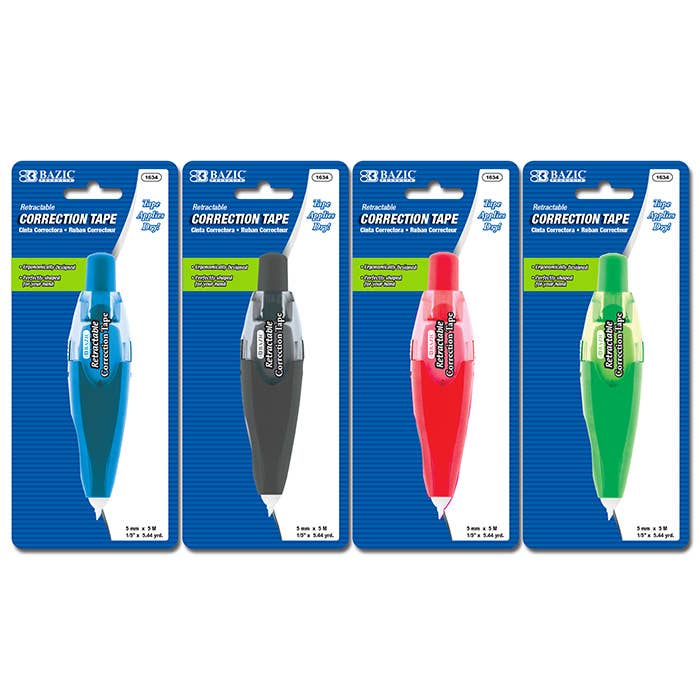 Luna Office Supply -  Everyday Essential - Wholesale Tape - 5 mm x 196" Retractable Correction Tape0