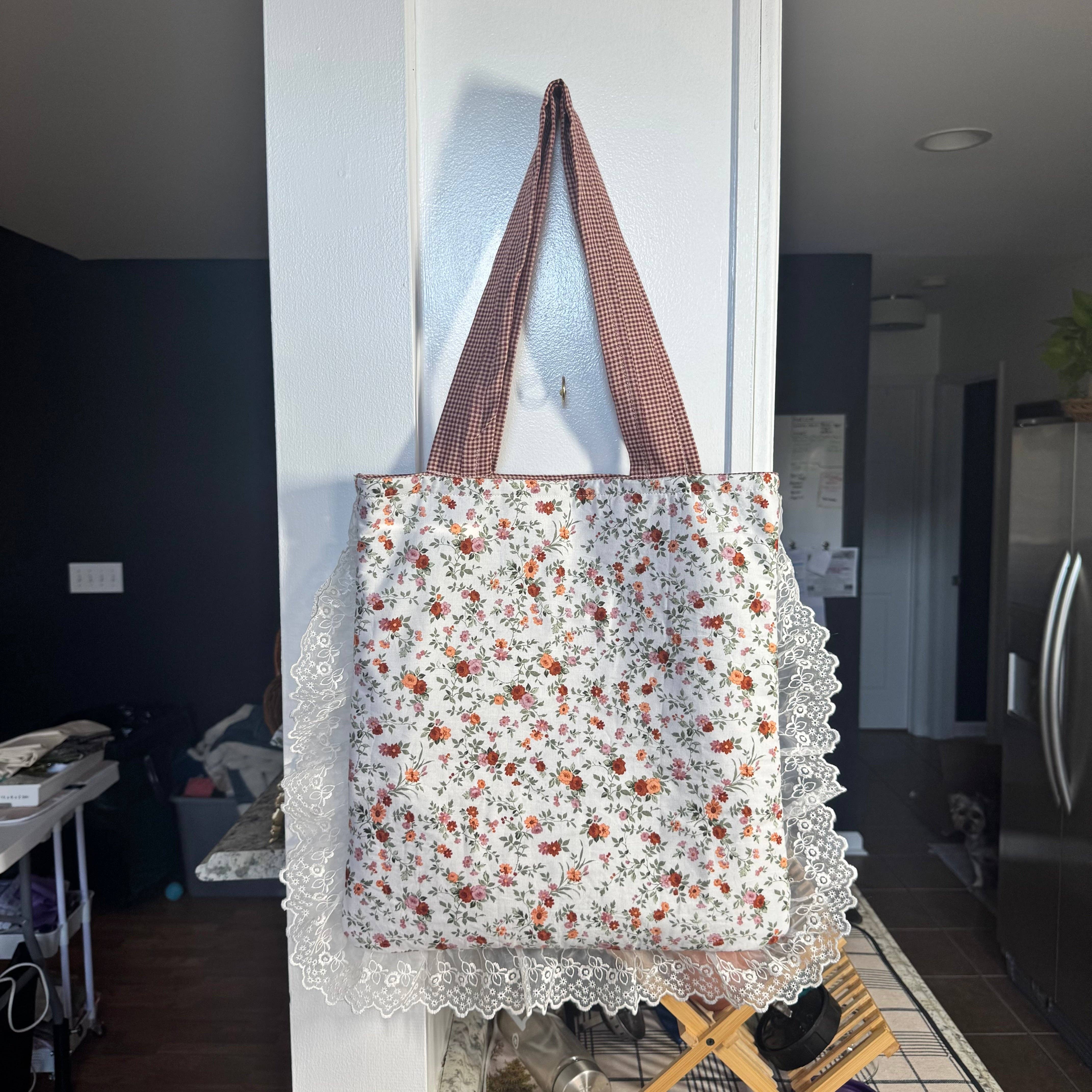 Hannah Tyme Designs - Wholesale Tote Bag - Women's - Ruffle Tote in Secret Rose Garden1