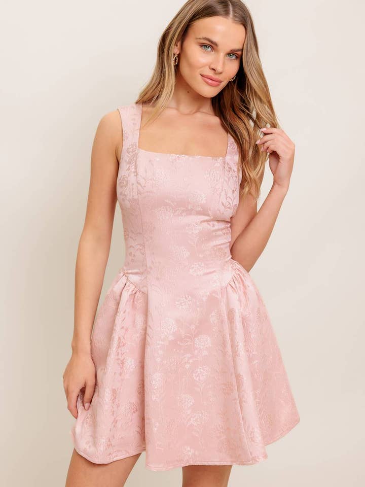 A woven jacquard satin mini dress - ID22826 for wholesale by FLYING TOMATO