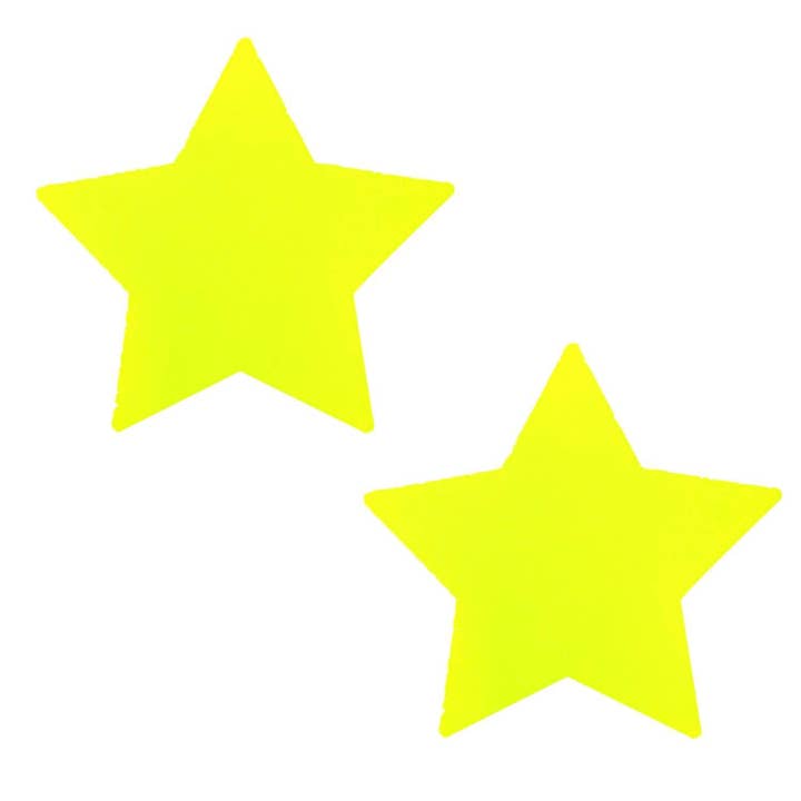 Neon Yellow Starburst Blacklight Starry Nights Nipple Cover Pasties for wholesale by Neva Nude