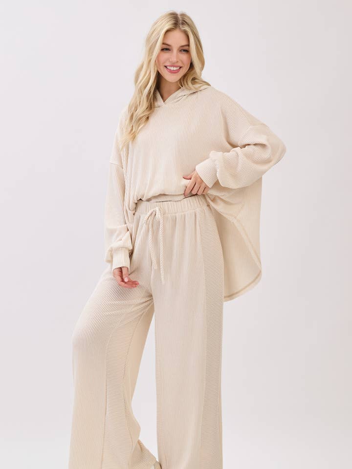 Pantalon de détente à jambes larges en maille côtelée PA1142 pour la vente par BOMBOM