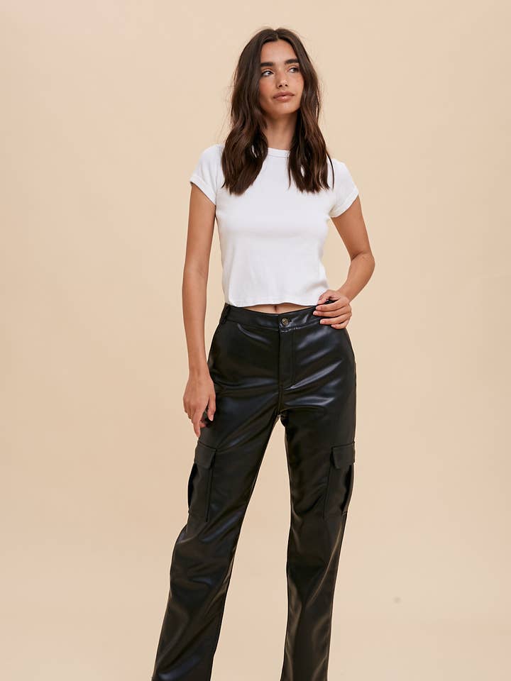 In Loom – wholesale Byxor - Dam – CARGO VEGAN LÄDERBYXOR6