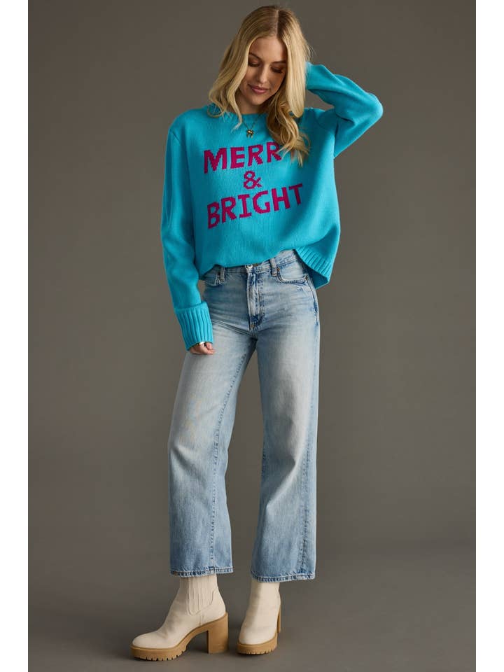 Panache Apparel Co. - Wholesale Knit Sweater - Women's - Bright Blue Merry & Bright Sweater3